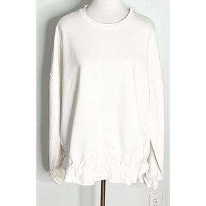 COS Off White Sweatshirt Size Large Cotton Elastic Trim Crew Neck Long Sleeve